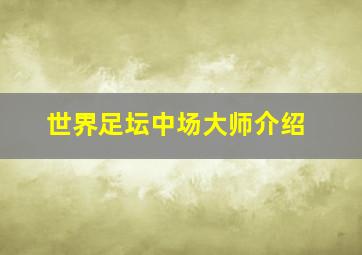 世界足坛中场大师介绍