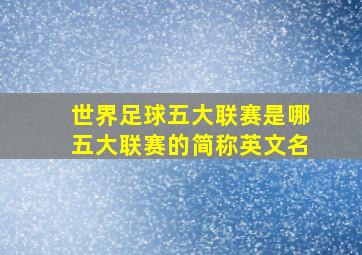 世界足球五大联赛是哪五大联赛的简称英文名