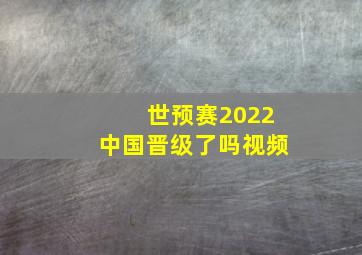 世预赛2022中国晋级了吗视频