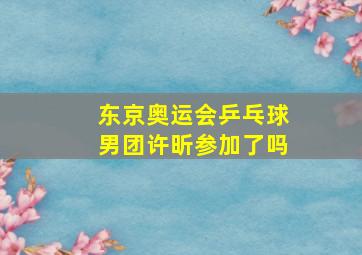 东京奥运会乒乓球男团许昕参加了吗