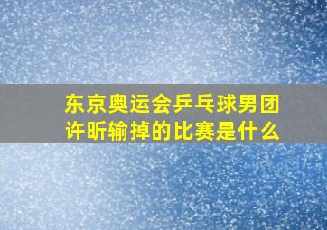 东京奥运会乒乓球男团许昕输掉的比赛是什么