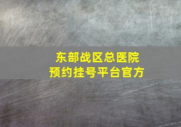 东部战区总医院预约挂号平台官方