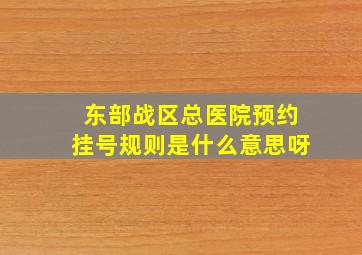 东部战区总医院预约挂号规则是什么意思呀