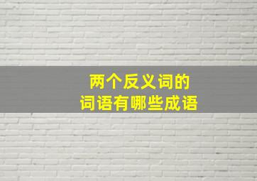 两个反义词的词语有哪些成语