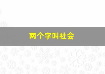 两个字叫社会