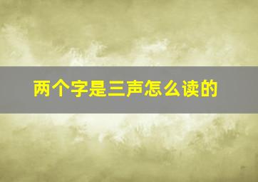 两个字是三声怎么读的