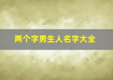 两个字男生人名字大全