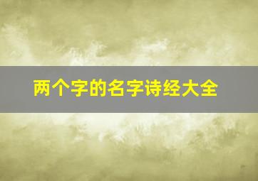 两个字的名字诗经大全