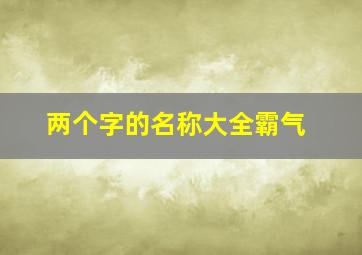 两个字的名称大全霸气