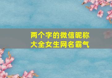 两个字的微信昵称大全女生网名霸气