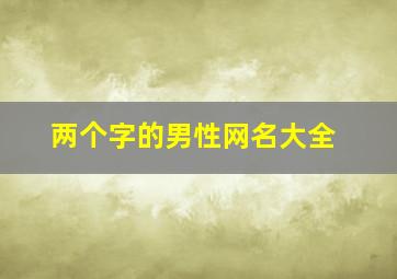 两个字的男性网名大全