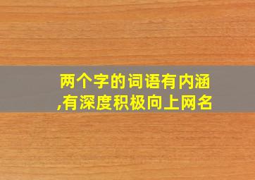 两个字的词语有内涵,有深度积极向上网名