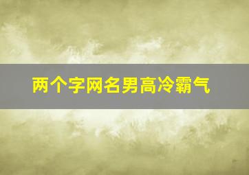 两个字网名男高冷霸气