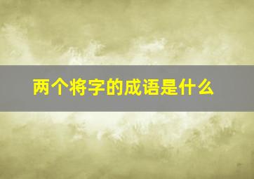 两个将字的成语是什么