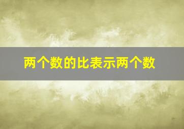 两个数的比表示两个数