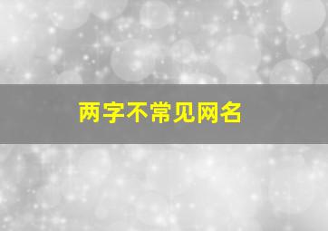 两字不常见网名