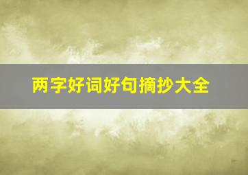 两字好词好句摘抄大全