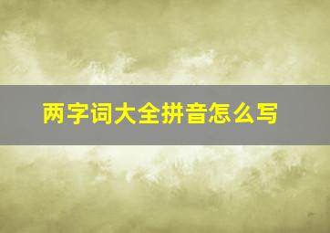 两字词大全拼音怎么写