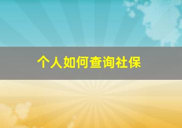 个人如何查询社保