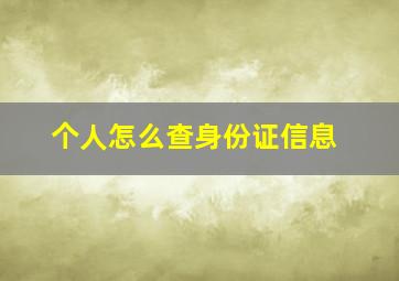 个人怎么查身份证信息