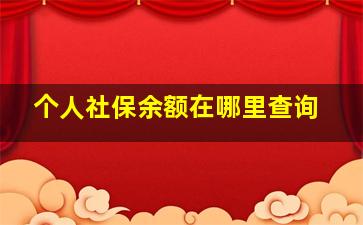 个人社保余额在哪里查询