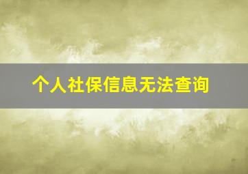 个人社保信息无法查询