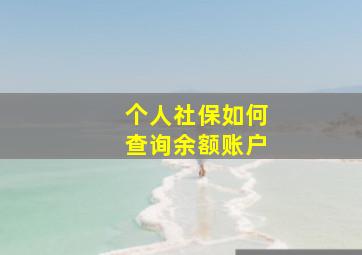 个人社保如何查询余额账户