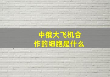 中俄大飞机合作的细胞是什么