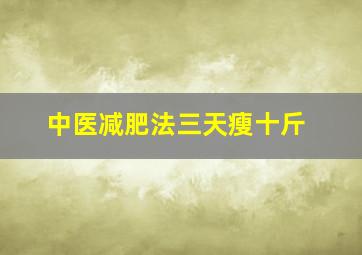 中医减肥法三天瘦十斤