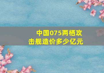 中国075两栖攻击舰造价多少亿元