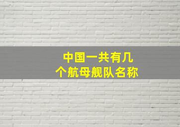 中国一共有几个航母舰队名称