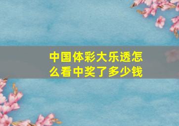 中国体彩大乐透怎么看中奖了多少钱