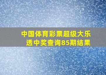 中国体育彩票超级大乐透中奖查询85期结果