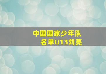 中国国家少年队名单U13刘亮