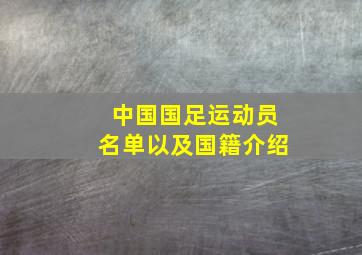 中国国足运动员名单以及国籍介绍