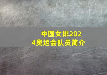 中国女排2024奥运会队员简介