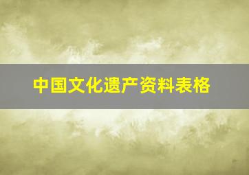 中国文化遗产资料表格