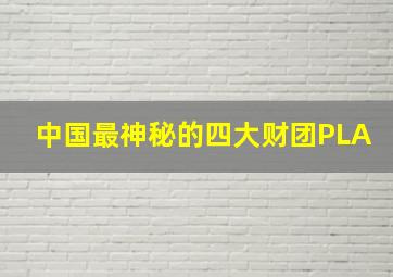 中国最神秘的四大财团PLA