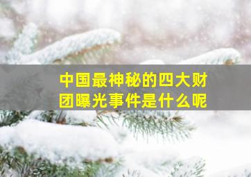 中国最神秘的四大财团曝光事件是什么呢