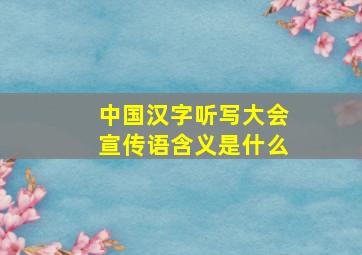 中国汉字听写大会宣传语含义是什么