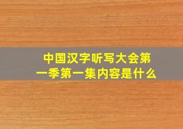 中国汉字听写大会第一季第一集内容是什么