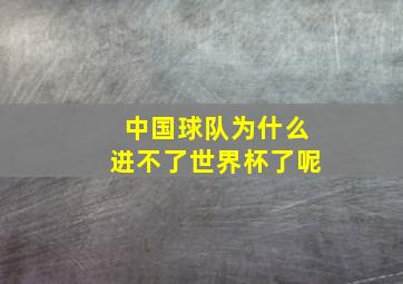 中国球队为什么进不了世界杯了呢