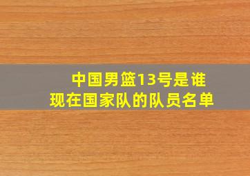 中国男篮13号是谁现在国家队的队员名单