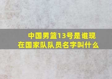 中国男篮13号是谁现在国家队队员名字叫什么