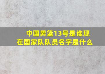 中国男篮13号是谁现在国家队队员名字是什么