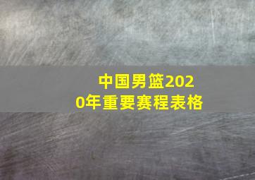 中国男篮2020年重要赛程表格