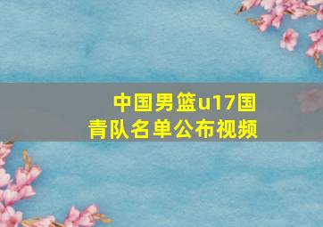 中国男篮u17国青队名单公布视频