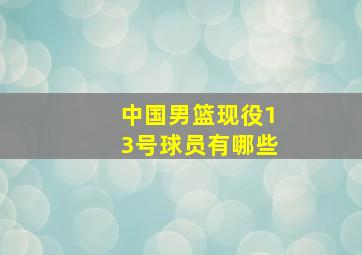 中国男篮现役13号球员有哪些