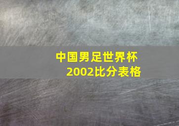 中国男足世界杯2002比分表格