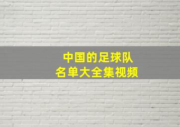 中国的足球队名单大全集视频